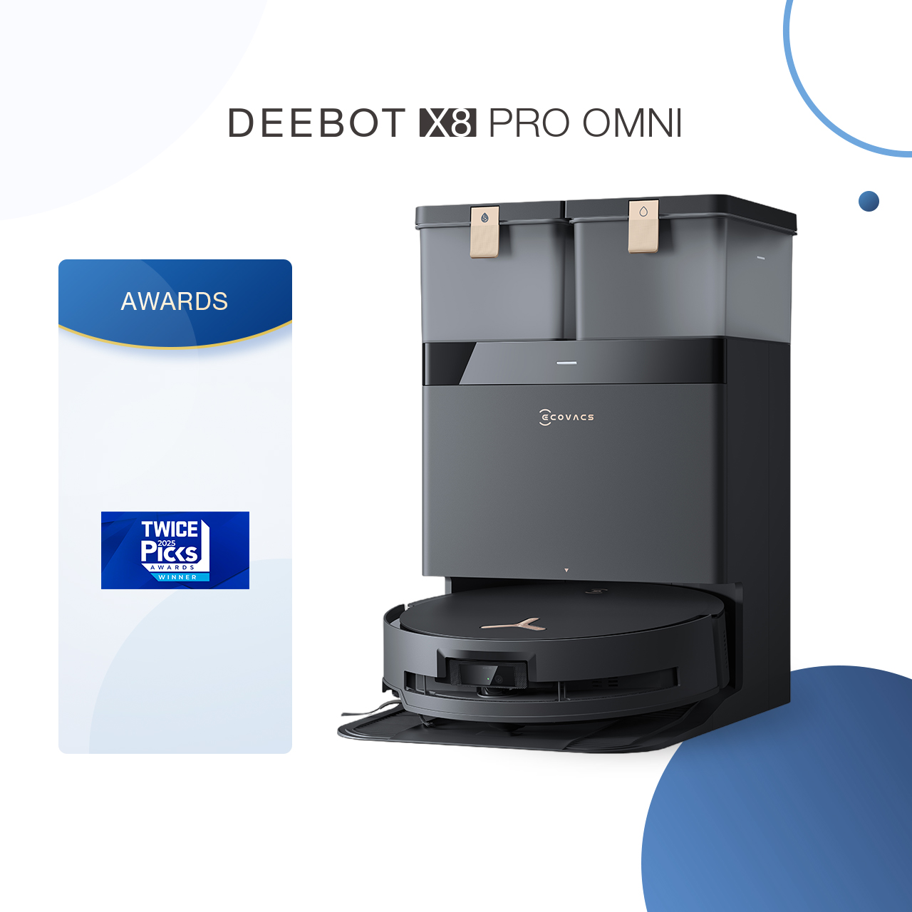 DEEBOT X8 PRO OMNI Robotic Vacuum(OZMO ROLLER Mopping,18,000 Pa Suction,TruEdge 3D)