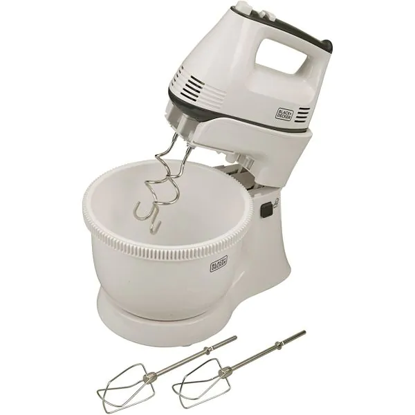 Black+Decker 300w 5 Speed Multifunction Bowl And Stand Mixer | White – M700 | 2 Years Warranty