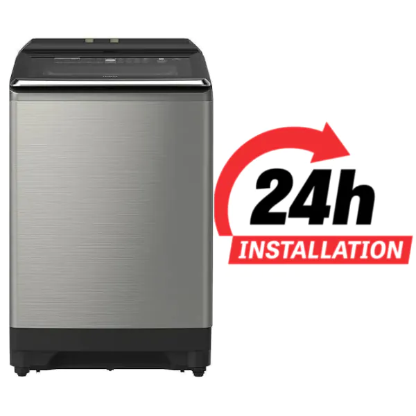 Hitachi 25kg Top Load Washer | Dual Jet Wash | Auto Dosing System | 16 Programs | Abaya Wash & Allergy Care | Inverter Technology | Stainless Steel | SFP250ZFVAD3CGXSS