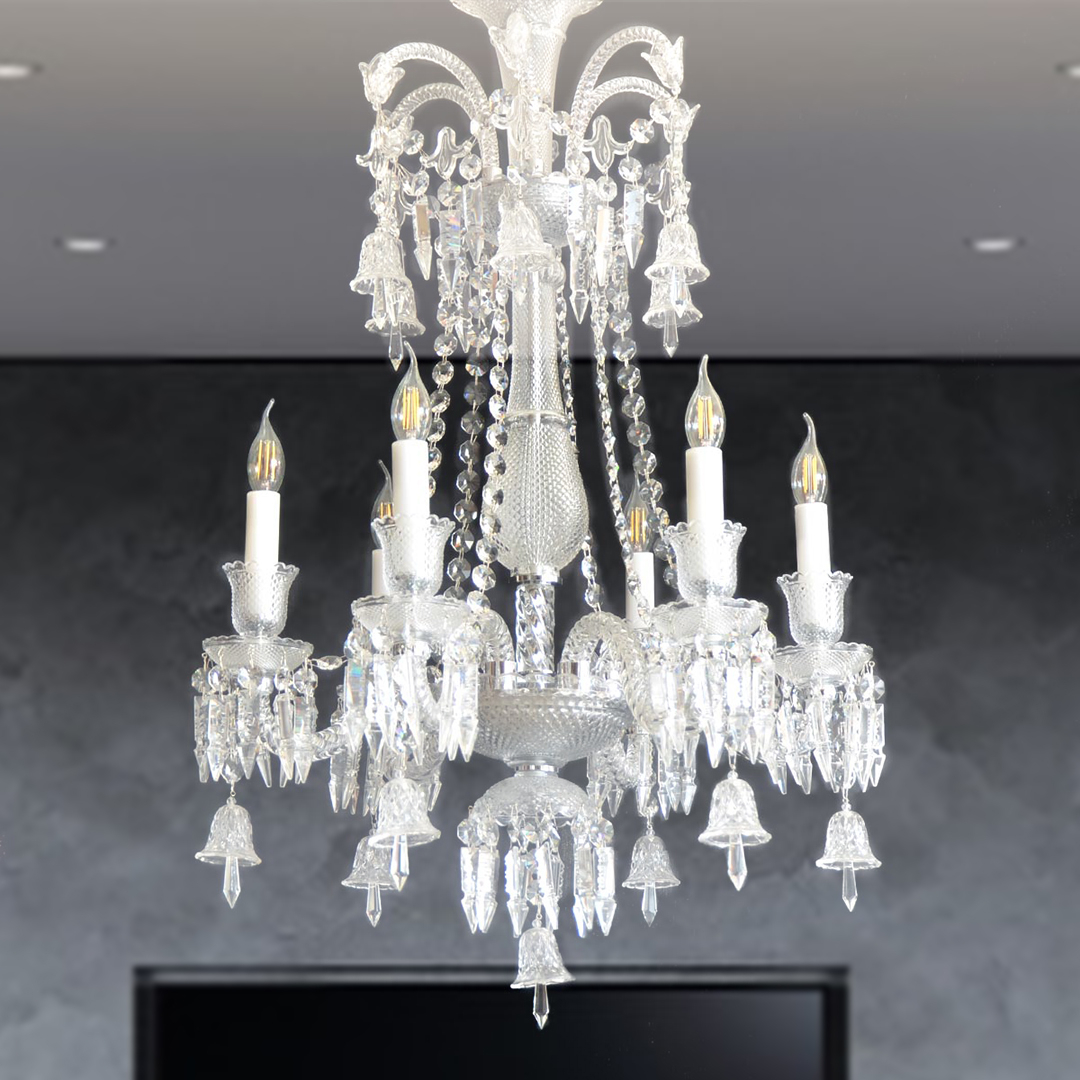 Decorative Crystal Chandelier – 6 Arms, E14 sockets, K9 Crystal