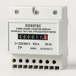 DDS578C 5 A Three-Phase Counter Display Household 380 V Rail-Type Electricity Meter 7P, 100 A