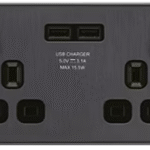 USB charger switched socket 3P 13A Dark Grey