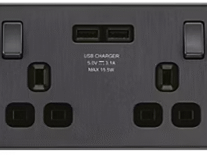 USB charger switched socket 3P 13A Dark Grey